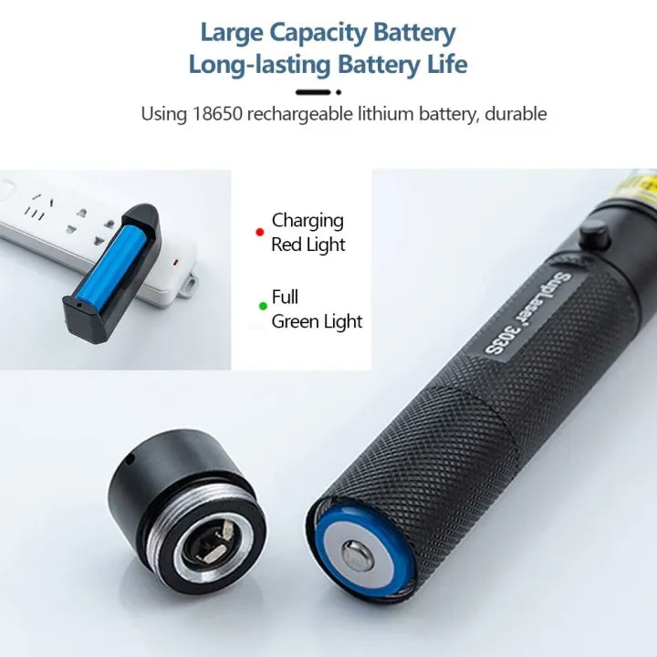 Laser 303 Pro – High-Power Green Laser Pointer with Rechargeable Battery & Safety Lock ⭐⭐⭐⭐⭐ 5.0