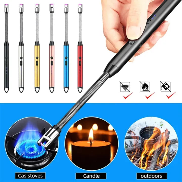 360° Outdoor Kitchen Lighter USB Rechargeable Portable Electronic Lighter Safety Lock Eco